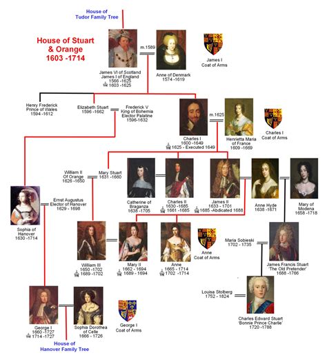 albero genealogico tudor e stuart|family tree of the stuarts.